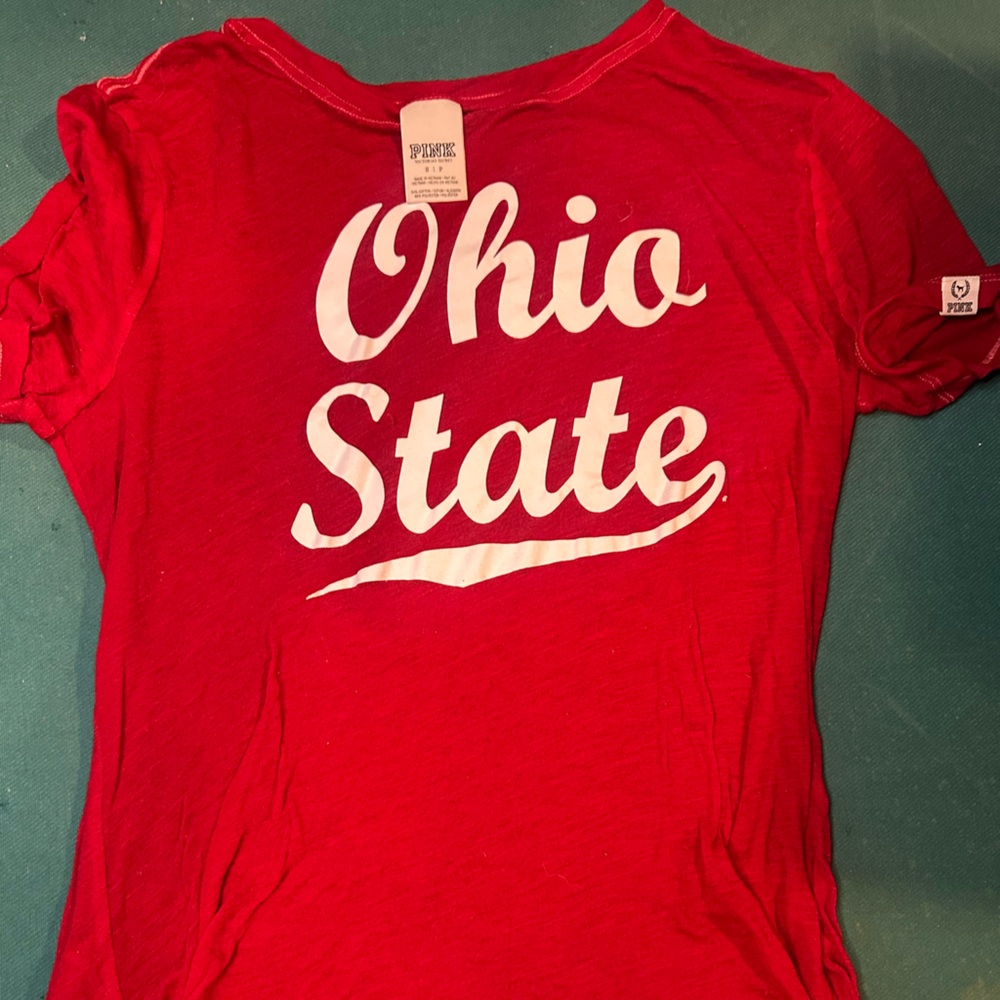 Victoria's Secret Pink Red Ohio State Thin Tee